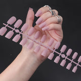 24Pcs/Set Matte False Nails Glue Square Head Frosted Press On Fake Nail Tips Full Cover Artificial Fingernails Ballet Detachable