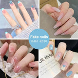 24Pcs Korean Fresh False Nails Patch Artificial Press On Wearing False Nails Detachable Fake Fingernails Full Cover Nail Tips