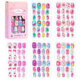 24 Pcs/box Children Cartoon Nail Tips Colorful Artificial Fake Nails for Cute Kids Girls Full Cover Short False Nail Art Kits*
