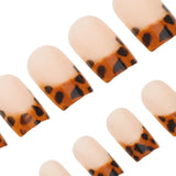 24pcs Leopard Print Press On Nails Full Cover Medium Length Stick On Artificial Fingernails For Women Easy Removable Manicure