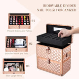Professional Makeup Organizer Case with Drawer, Mirror, and Dividers for Travel Cosmetics and Nail Tech Kits
