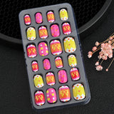 24 Pcs/box Children Cartoon Nail Tips Colorful Artificial Fake Nails for Cute Kids Girls Full Cover Short False Nail Art Kits*