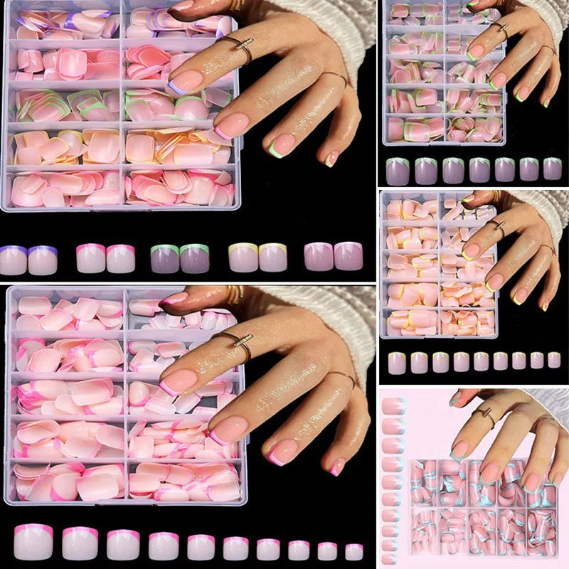 Nails for Gluing Ready for Girls Short Fake Nails Press on Fake Summer Ready-made Artificial Nails Fingernails To Stick on CDJ01