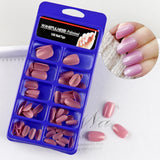 100Pcs Dark Blue Oval Fake Nails Short Acrylic Press On Nails Full Cover False Nail Art Tips Manicure Artificial Nail Tools