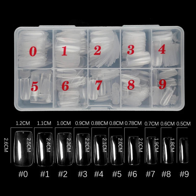 500Pcs Acrylic Nail Tips Transparent Artificial Half Cover French Full Cover Manicure False Nails Box Set for DIY Nail Art