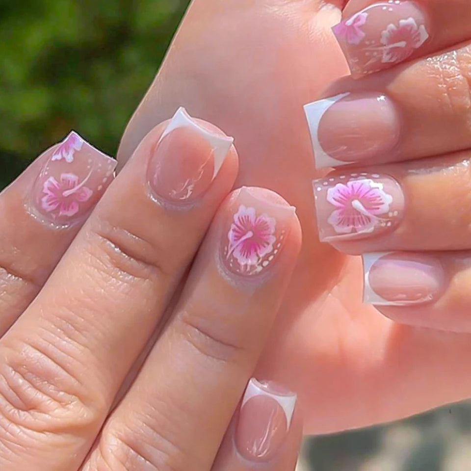 Flower Pink Hibiscus Nail