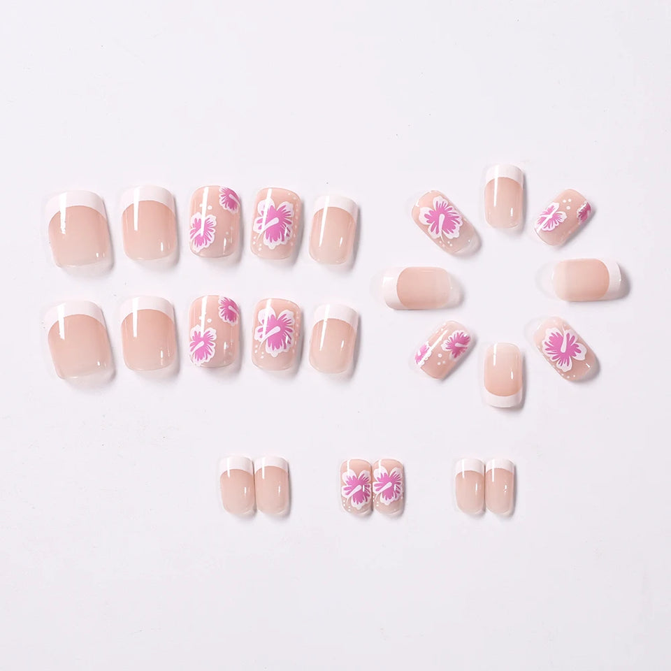 Flower Pink Hibiscus Nail