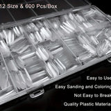 120/240/330/600pcs Medium Square Fake Nails - Clear Press-On Nails with Removable Gel Tips, Full Coverage Artificial Nails for S