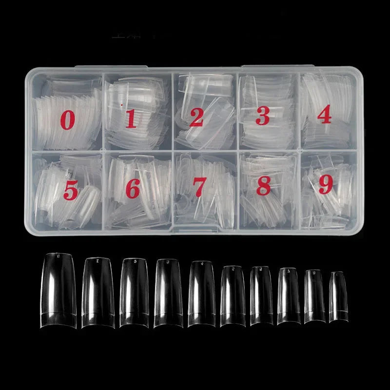500Pcs Acrylic Nail Tips Transparent Artificial Half Cover French Full Cover Manicure False Nails Box Set for DIY Nail Art