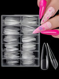 240pcs Stiletto Nail Tips Set, Clear Full Cover Fake Nails, Acrylic Artificial Fingernails, Durable Press-On Manicure Extension,