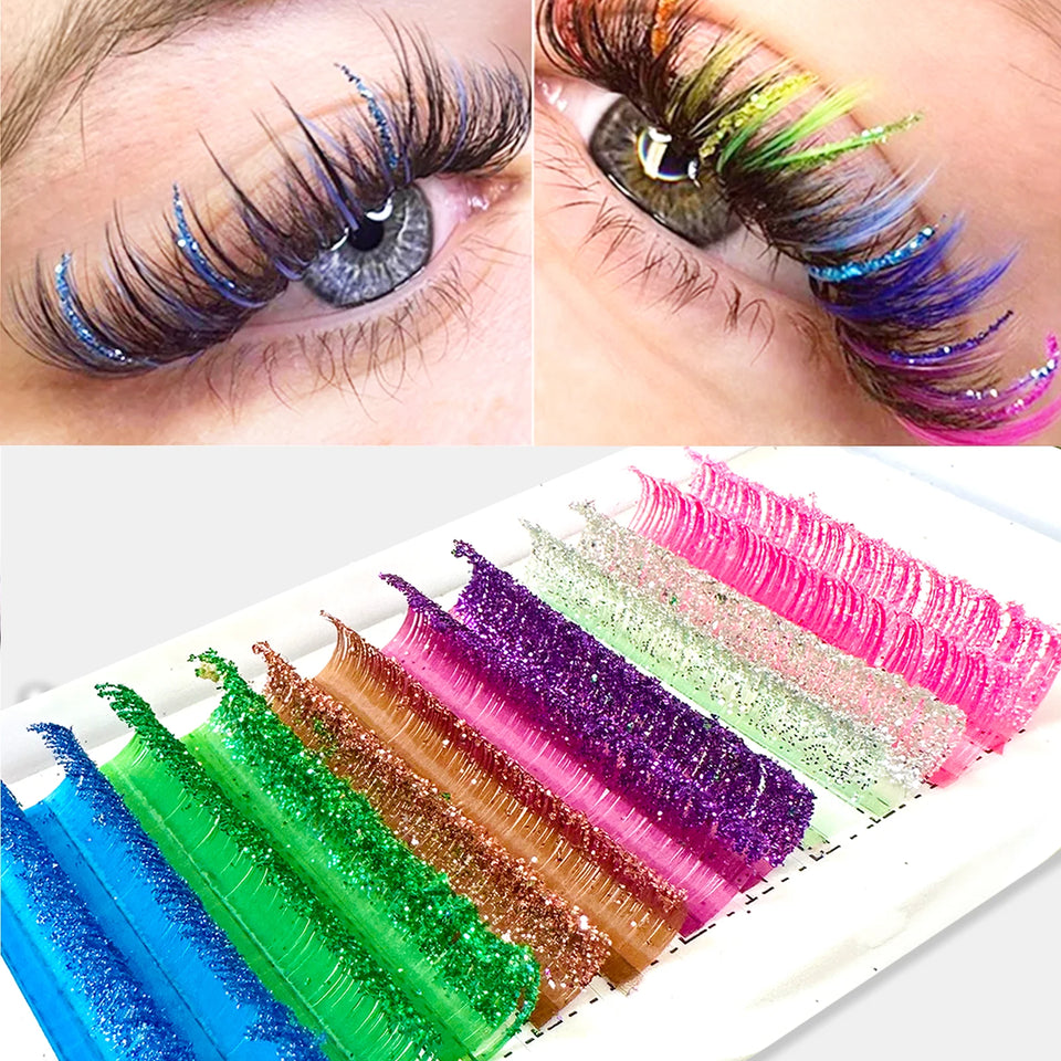 Colored Glitter Eyelash Shiny