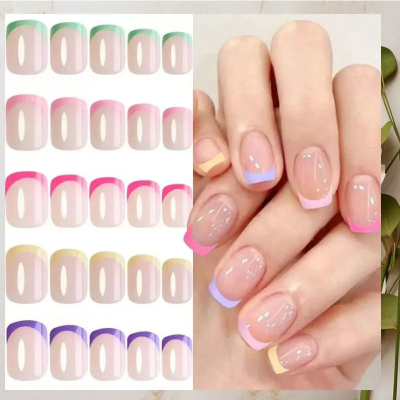 Nails for Gluing Ready for Girls Short Fake Nails Press on Fake Summer Ready-made Artificial Nails Fingernails To Stick on CDJ01