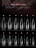 240pcs Stiletto Nail Tips Set, Clear Full Cover Fake Nails, Acrylic Artificial Fingernails, Durable Press-On Manicure Extension,