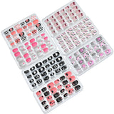 24 Pcs/box Children Cartoon Nail Tips Colorful Artificial Fake Nails for Cute Kids Girls Full Cover Short False Nail Art Kits*