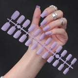 24Pcs/Set Matte False Nails Glue Square Head Frosted Press On Fake Nail Tips Full Cover Artificial Fingernails Ballet Detachable
