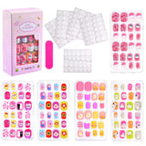 24 Pcs/box Children Cartoon Nail Tips Colorful Artificial Fake Nails for Cute Kids Girls Full Cover Short False Nail Art Kits*