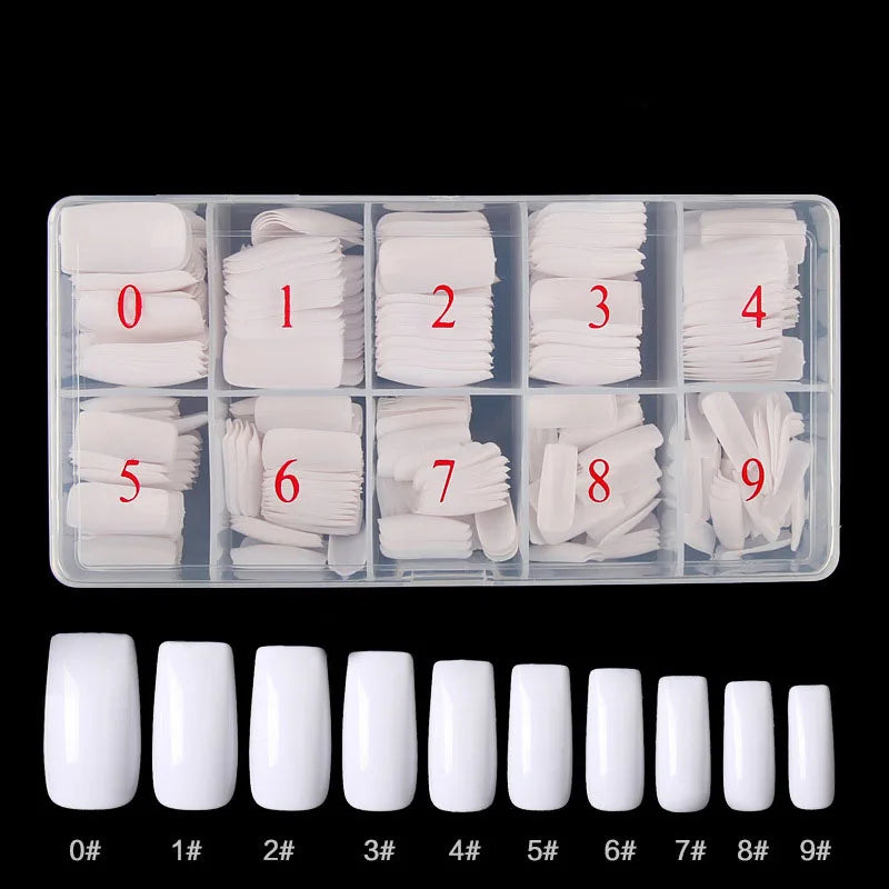 500Pcs Acrylic Nail Tips Transparent Artificial Half Cover French Full Cover Manicure False Nails Box Set for DIY Nail Art