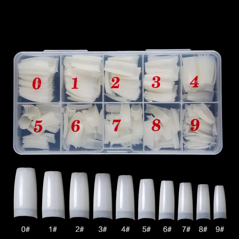 500Pcs Acrylic Nail Tips Transparent Artificial Half Cover French Full Cover Manicure False Nails Box Set for DIY Nail Art