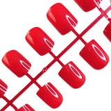 48Pcs Shiny Red Fake Nails With Jelly Glue Short Square Artificial Press On False Nail Full Cover Finger Tip Manicure Tool