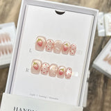 10pcs Handmade False Nails Short Artificial Fingernails Fake Nails Cute 3d Strawberry Manicure Press on Nails with Charms 2025