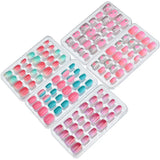 24 Pcs/box Children Cartoon Nail Tips Colorful Artificial Fake Nails for Cute Kids Girls Full Cover Short False Nail Art Kits*