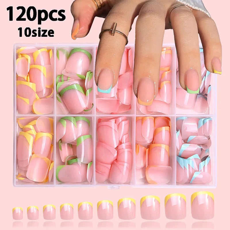Nails for Gluing Ready for Girls Short Fake Nails Press on Fake Summer Ready-made Artificial Nails Fingernails To Stick on CDJ01