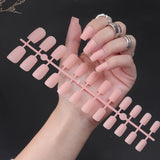 24Pcs/Set Matte False Nails Glue Square Head Frosted Press On Fake Nail Tips Full Cover Artificial Fingernails Ballet Detachable