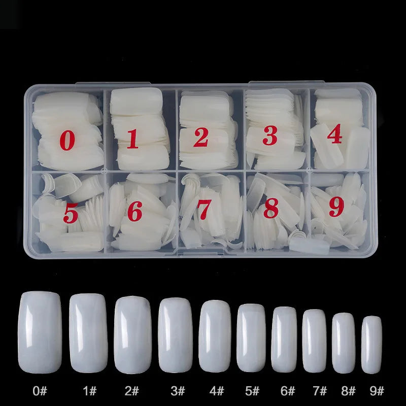 500Pcs Acrylic Nail Tips Transparent Artificial Half Cover French Full Cover Manicure False Nails Box Set for DIY Nail Art