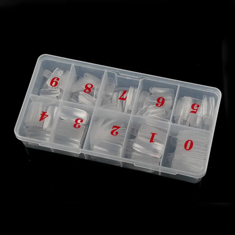 500Pcs Acrylic Nail Tips Transparent Artificial Half Cover French Full Cover Manicure False Nails Box Set for DIY Nail Art