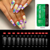 550Pcs Frosted Soft Gel Full Cover Nail Tips,11 Sizes Gel Nail Extensions False Nail Artificial Nails with Case for Nail Salons