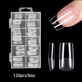 120/240/330/600pcs Medium Square Fake Nails - Clear Press-On Nails with Removable Gel Tips, Full Coverage Artificial Nails for S