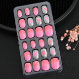 24 Pcs/box Children Cartoon Nail Tips Colorful Artificial Fake Nails for Cute Kids Girls Full Cover Short False Nail Art Kits*