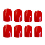 48Pcs Shiny Red Fake Nails With Jelly Glue Short Square Artificial Press On False Nail Full Cover Finger Tip Manicure Tool