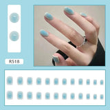 24Pcs Korean Fresh False Nails Patch Artificial Press On Wearing False Nails Detachable Fake Fingernails Full Cover Nail Tips