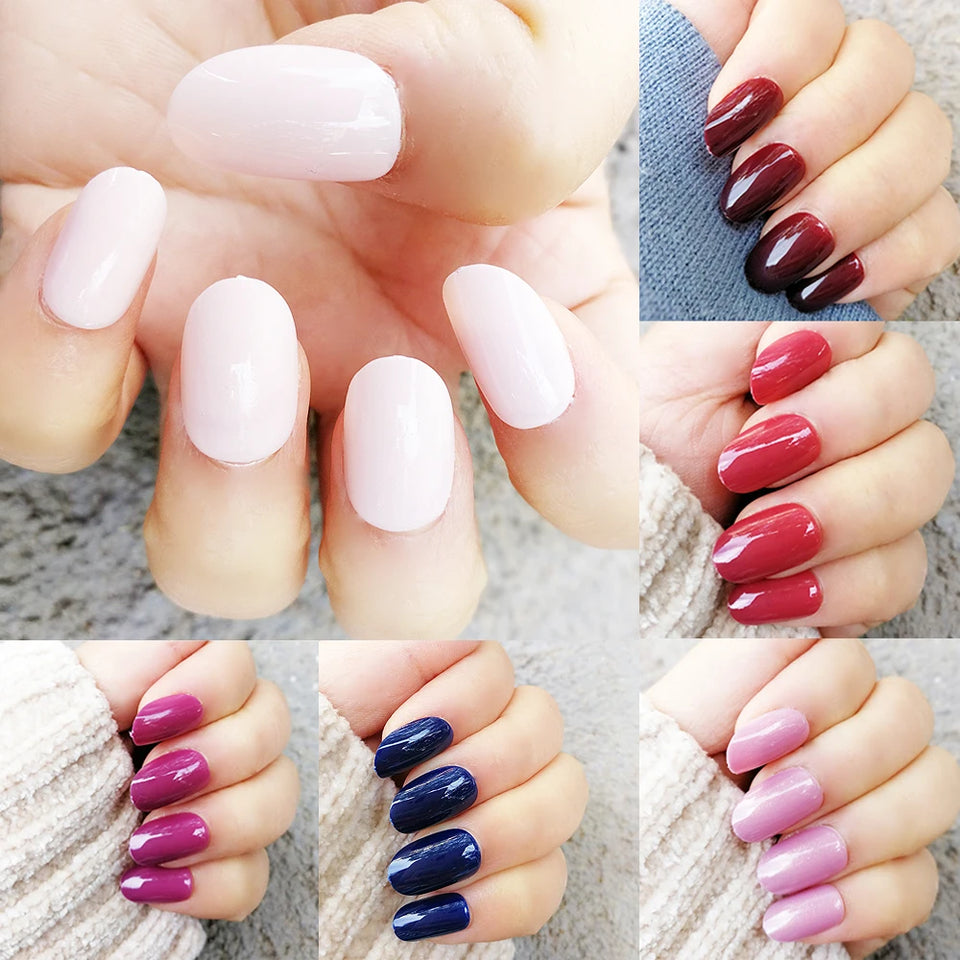 100Pcs Dark Blue Oval Fake Nails Short Acrylic Press On Nails Full Cover False Nail Art Tips Manicure Artificial Nail Tools