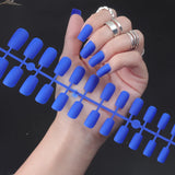 24Pcs/Set Matte False Nails Glue Square Head Frosted Press On Fake Nail Tips Full Cover Artificial Fingernails Ballet Detachable