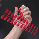 24Pcs/Set Matte False Nails Glue Square Head Frosted Press On Fake Nail Tips Full Cover Artificial Fingernails Ballet Detachable
