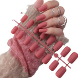 24Pcs/Set Matte False Nails Glue Square Head Frosted Press On Fake Nail Tips Full Cover Artificial Fingernails Ballet Detachable