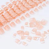 120pcs French Tip Press-On Nails Set Glossy Nude & White Short Square Acrylic Fake Nails Full Cover Brightening Fingernails Tips