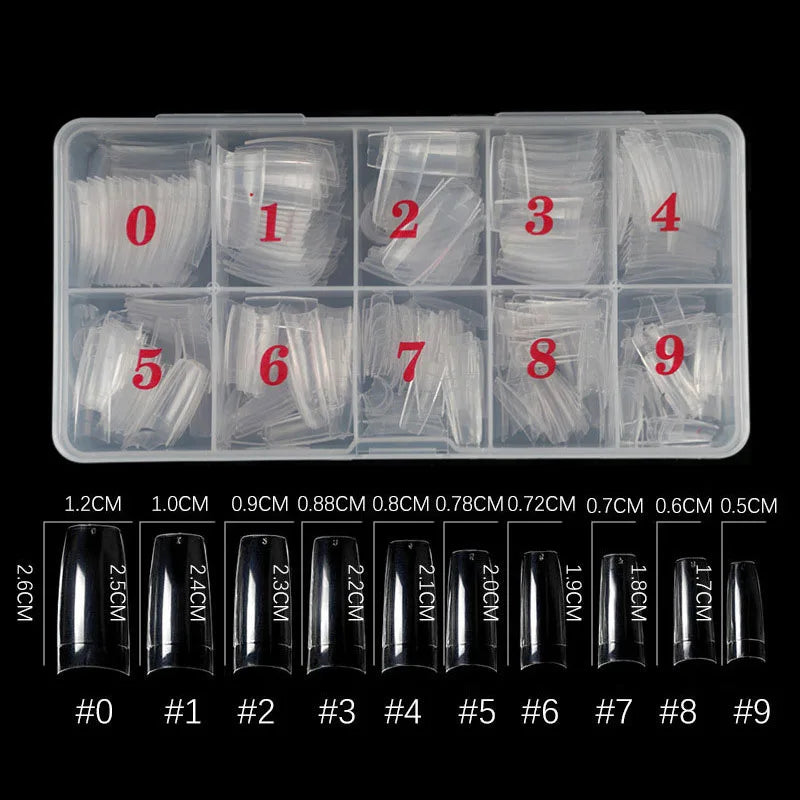500Pcs Acrylic Nail Tips Transparent Artificial Half Cover French Full Cover Manicure False Nails Box Set for DIY Nail Art