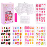 24 Pcs/box Children Cartoon Nail Tips Colorful Artificial Fake Nails for Cute Kids Girls Full Cover Short False Nail Art Kits*