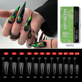550Pcs Frosted Soft Gel Full Cover Nail Tips,11 Sizes Gel Nail Extensions False Nail Artificial Nails with Case for Nail Salons