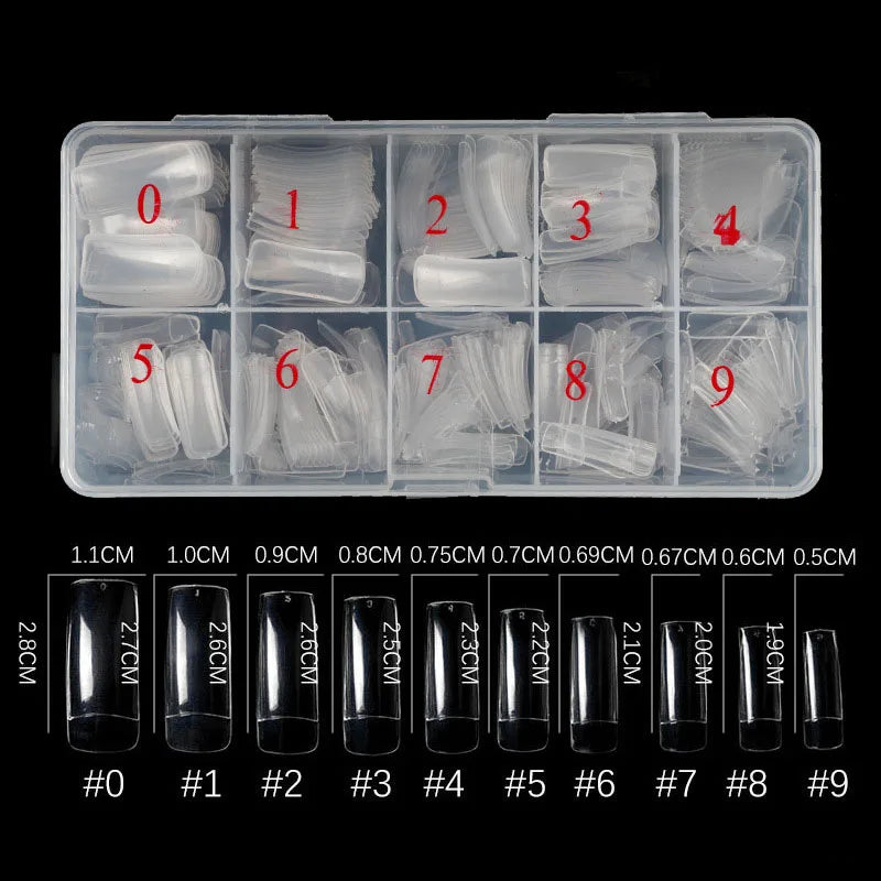 500Pcs Acrylic Nail Tips Transparent Artificial Half Cover French Full Cover Manicure False Nails Box Set for DIY Nail Art