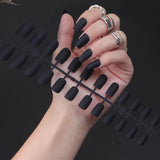 24Pcs/Set Matte False Nails Glue Square Head Frosted Press On Fake Nail Tips Full Cover Artificial Fingernails Ballet Detachable