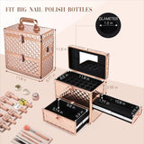 Professional Makeup Organizer Case with Drawer, Mirror, and Dividers for Travel Cosmetics and Nail Tech Kits