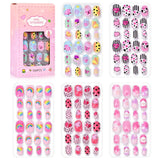 24 Pcs/box Children Cartoon Nail Tips Colorful Artificial Fake Nails for Cute Kids Girls Full Cover Short False Nail Art Kits*