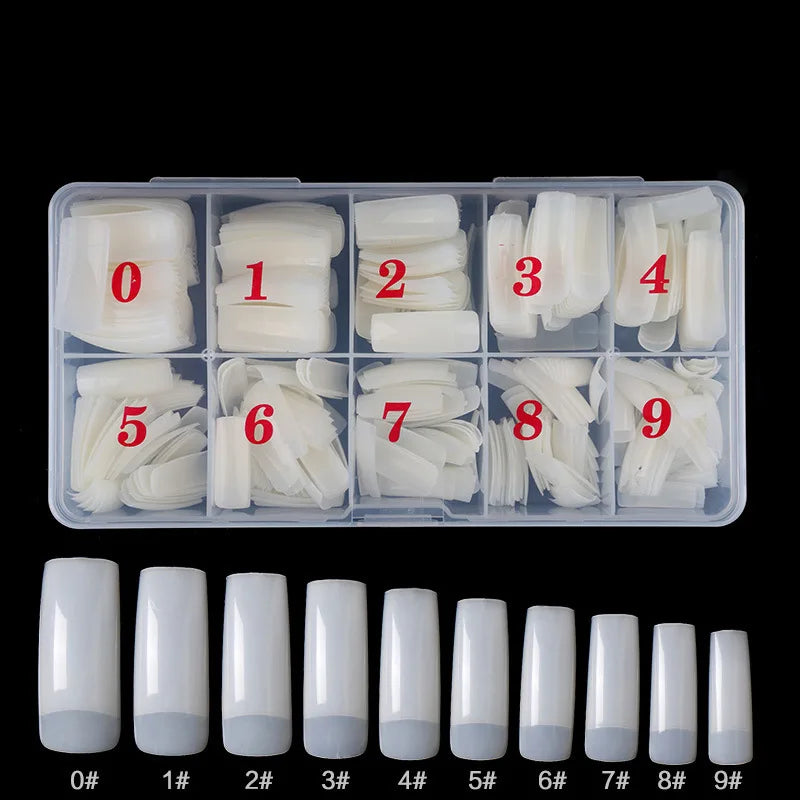 500Pcs Acrylic Nail Tips Transparent Artificial Half Cover French Full Cover Manicure False Nails Box Set for DIY Nail Art