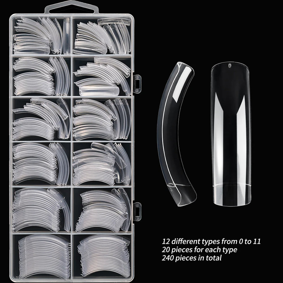 Long Hawk Curved Press On Nail Tips Full Cover Acrylic Artificial Curve Arch Coffin Fake Nails DIY Eagle Claw Shape 240pcs Nails