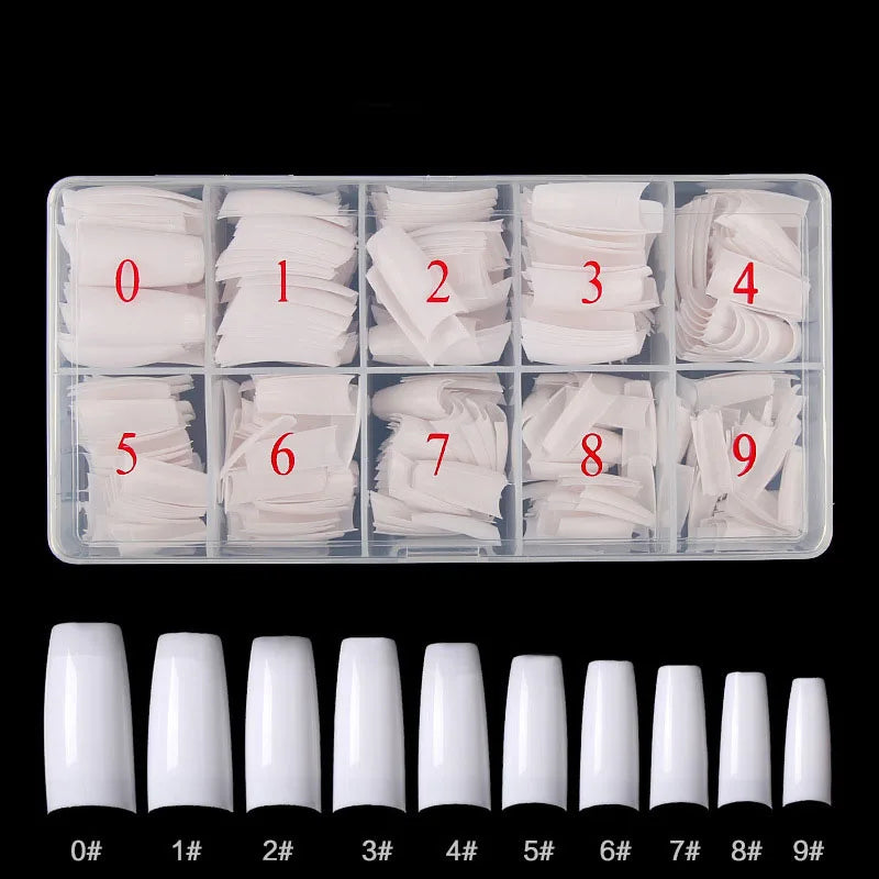 500Pcs Acrylic Nail Tips Transparent Artificial Half Cover French Full Cover Manicure False Nails Box Set for DIY Nail Art