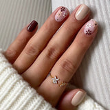 24Pcs Short Square Head Press on Fake Nails Black Polka Dot Design False Nails Simple Wearable Artificial Full Cover Nails Tips